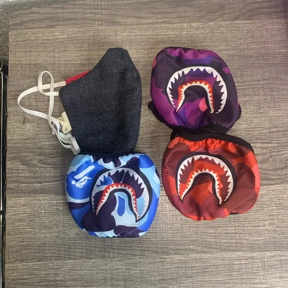 【未使用】A BATHING APE SHARK FACE MASK 2 PACK Bape Face Mask Shark A Bathing Ape Reusable Washable